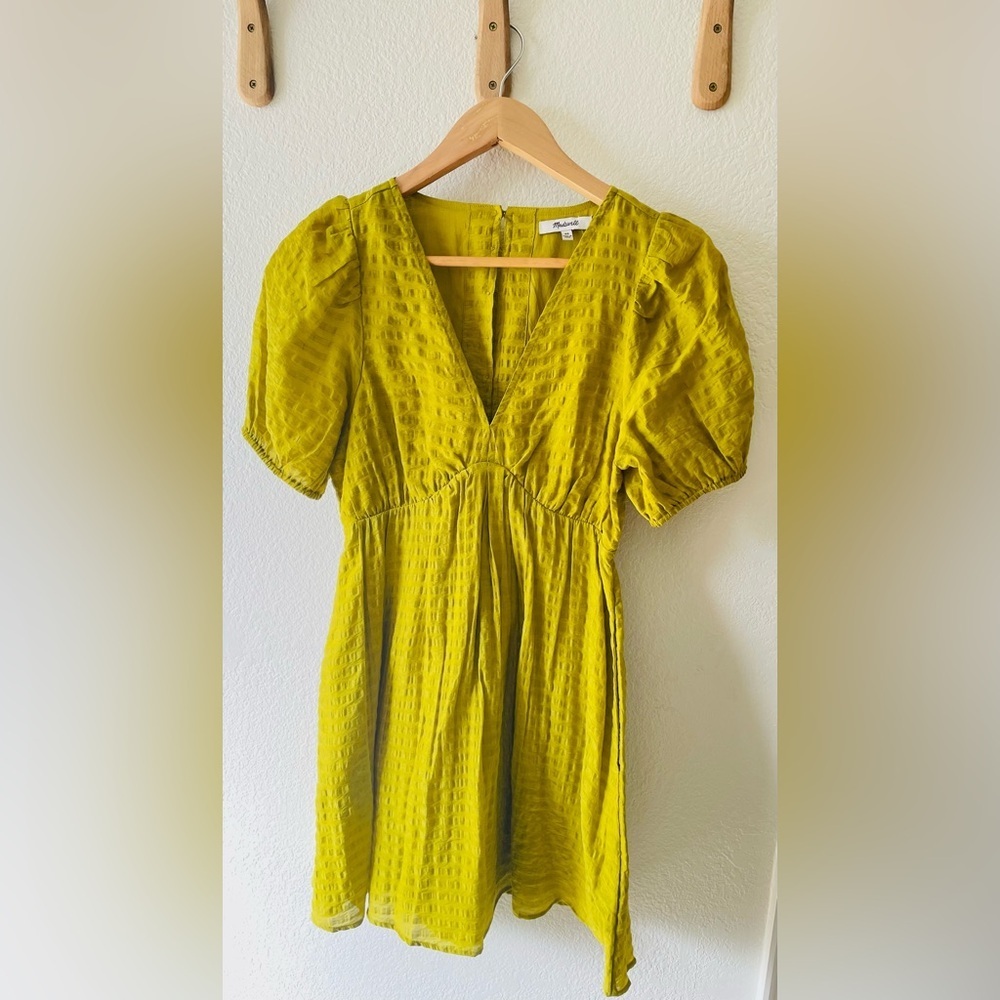 Madewell Annamarie Mini Dress in Citrus Lime Size 00 - Picture 2 of 4